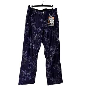 Volcom Women’s Snowboard Pants Cross Bones pattern in purple size L NWT